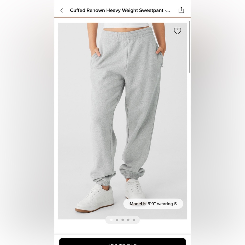COPY - ALO YOGA CUFFED RENOWN HEAVY WEIGHT SWEAT PANT - ATHLETIC HEATHER GREY
